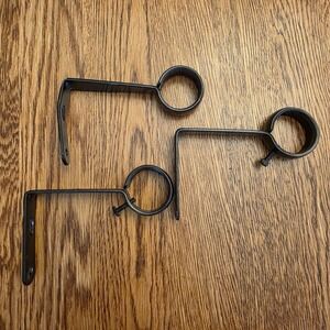 3 Black Metal Curtain Rod Brackets 1 Inch Loop Industrial Wall or Ceiling Mounts